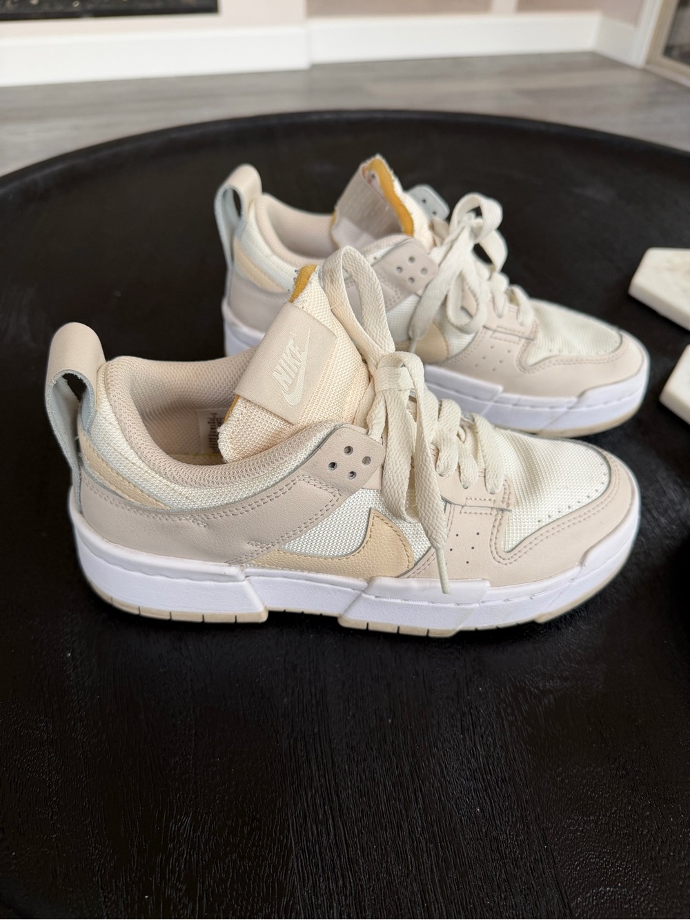 Nike Dunk Low-Top Disrupt Sneakers in Cream, White & Tan - Sail Desert Sand